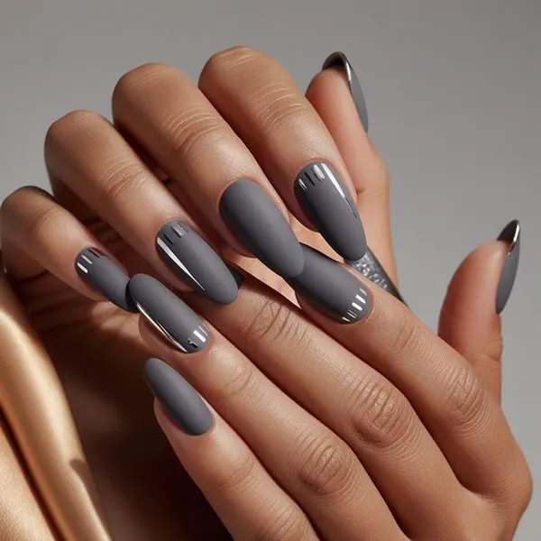 Gray nail design 1