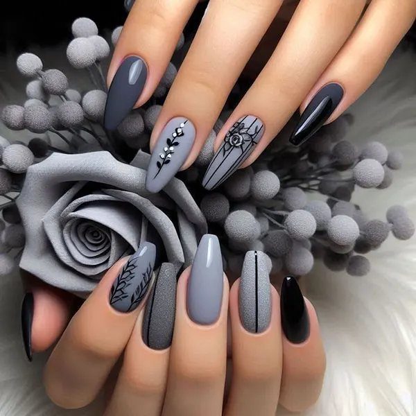 Gray nail design 29