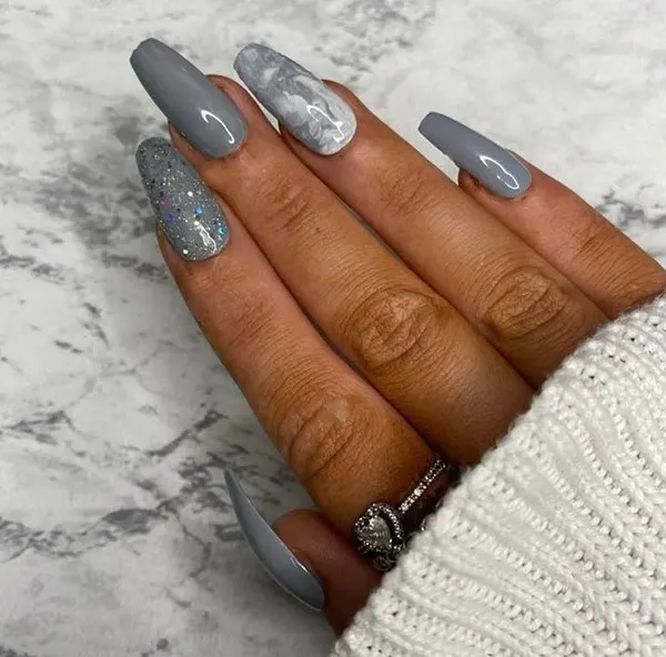 Gray nail design 5
