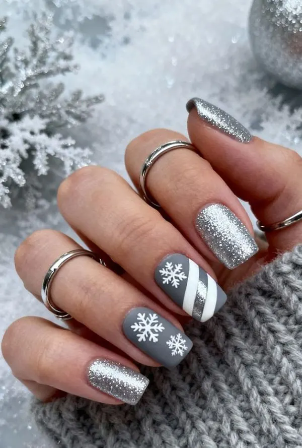 Gray nail design 6