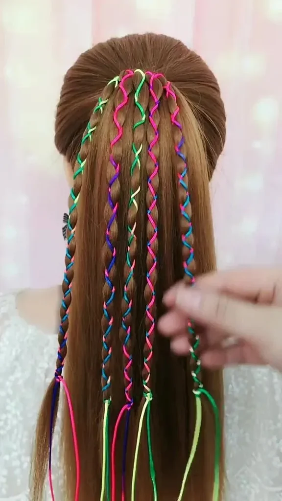 Hair weave with thread 14