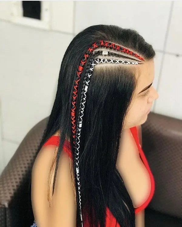 Hair weave with thread 18