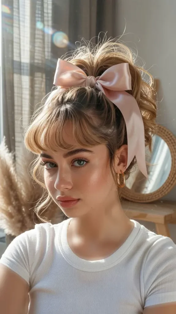 37 مدل مو با پاپیون کیوت | انتخاب بامزه برای مهمونی و قرار 😎 26 Hairstyle with a bow 21