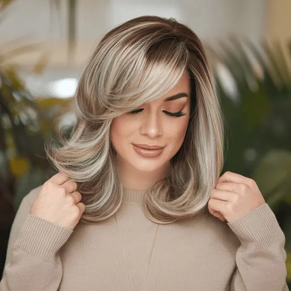 Hairstyle with a slanted parting 2