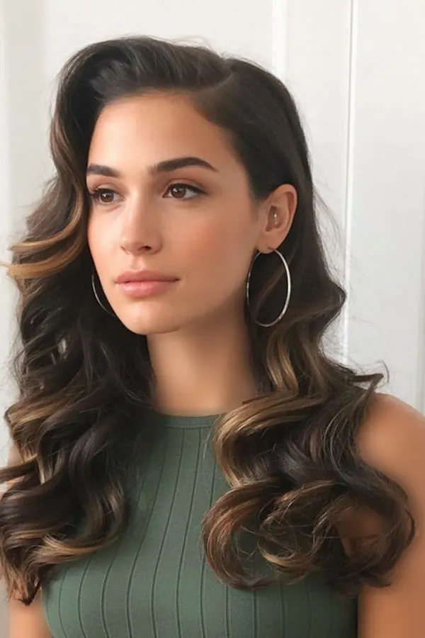 Hairstyle with a slanted parting 29
