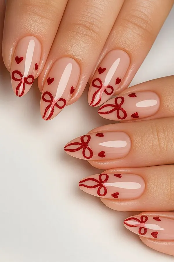 33 طرح ناخن قلبی دخترانه؛ وقتی جزئیات کوچیک، حالِ دلتو لو میده 💅 9 Heart nail design 10