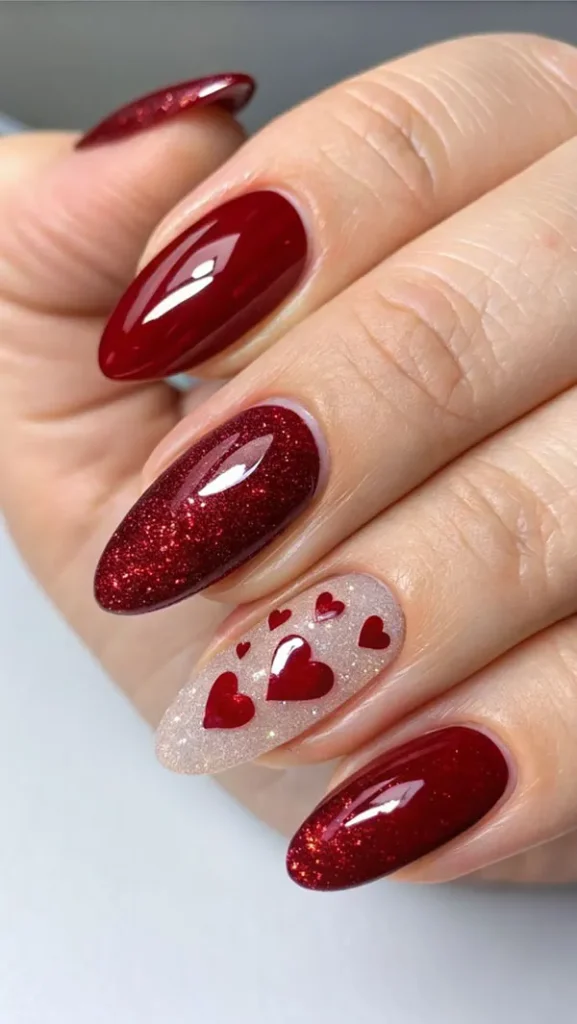 33 طرح ناخن قلبی دخترانه؛ وقتی جزئیات کوچیک، حالِ دلتو لو میده 💅 19 Heart nail design 15