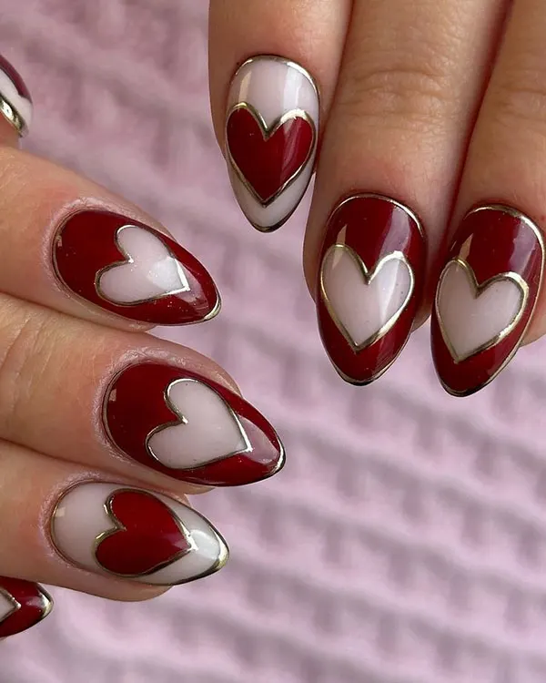 33 طرح ناخن قلبی دخترانه؛ وقتی جزئیات کوچیک، حالِ دلتو لو میده 💅 18 Heart nail design 16