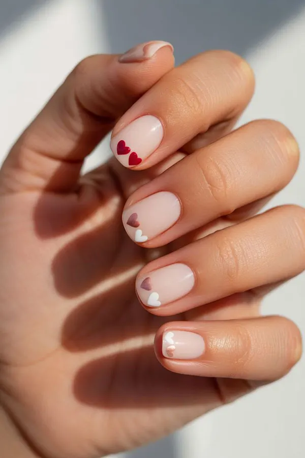 33 طرح ناخن قلبی دخترانه؛ وقتی جزئیات کوچیک، حالِ دلتو لو میده 💅 29 Heart nail design 25