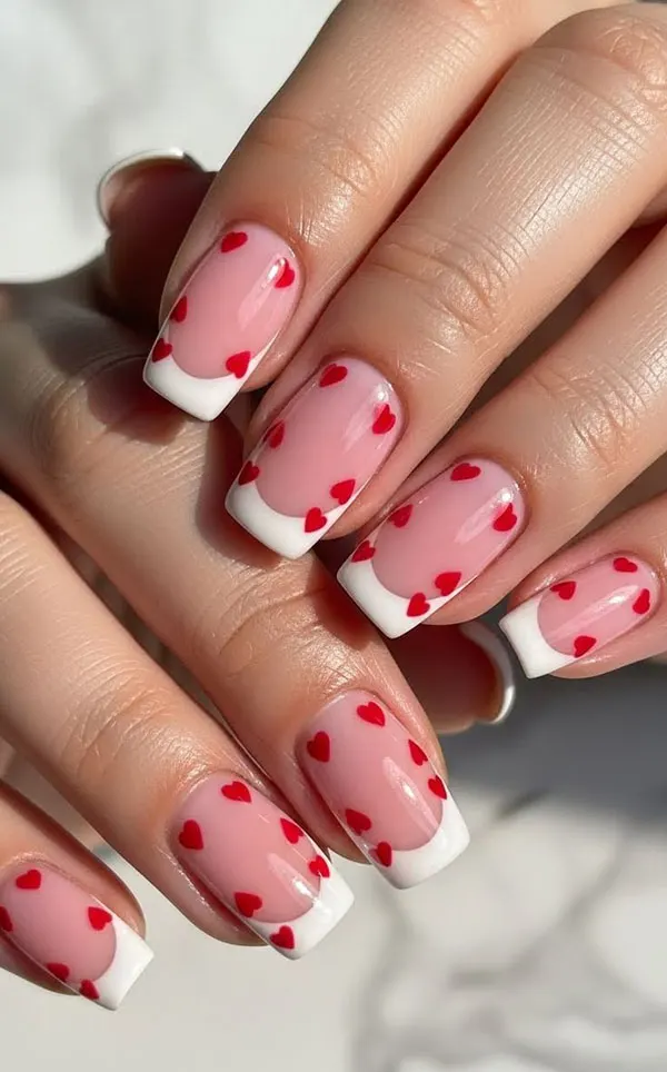33 طرح ناخن قلبی دخترانه؛ وقتی جزئیات کوچیک، حالِ دلتو لو میده 💅 10 Heart nail design 6