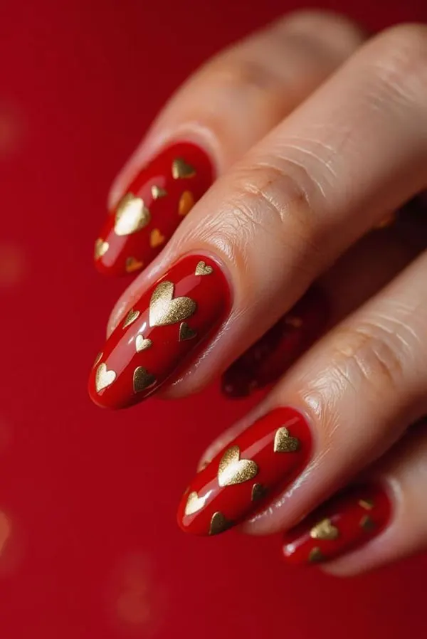 35 مدل ناخن قرمز طرح دار دخترانه؛ از مینیمال تا لاکچریِ چشمگیر! 18 Red patterned nails 15