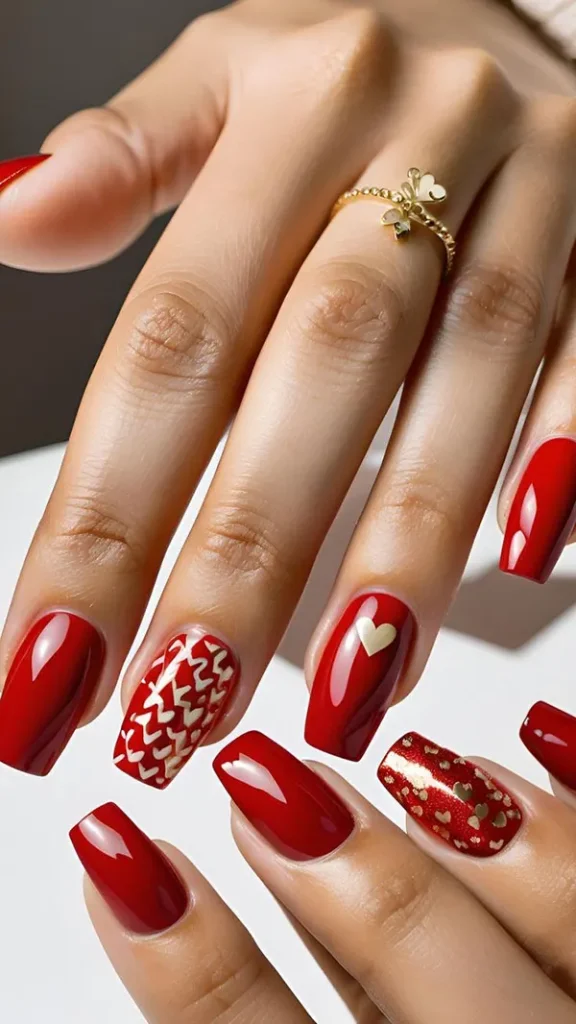 35 مدل ناخن قرمز طرح دار دخترانه؛ از مینیمال تا لاکچریِ چشمگیر! 20 Red patterned nails 18