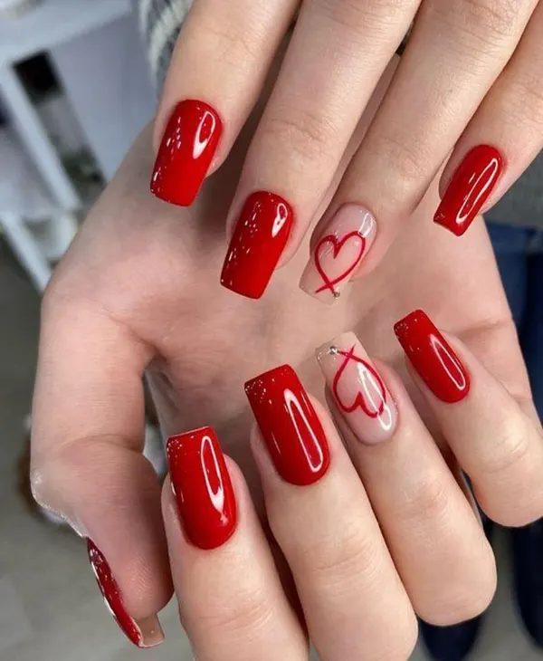 35 مدل ناخن قرمز طرح دار دخترانه؛ از مینیمال تا لاکچریِ چشمگیر! 24 Red patterned nails 20