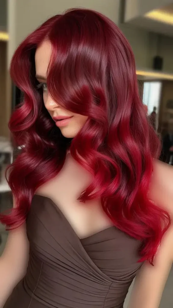 Ruby burgundy hair color 17