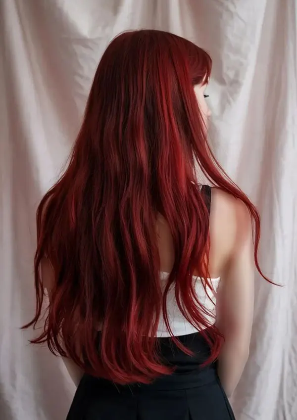 Ruby burgundy hair color 22