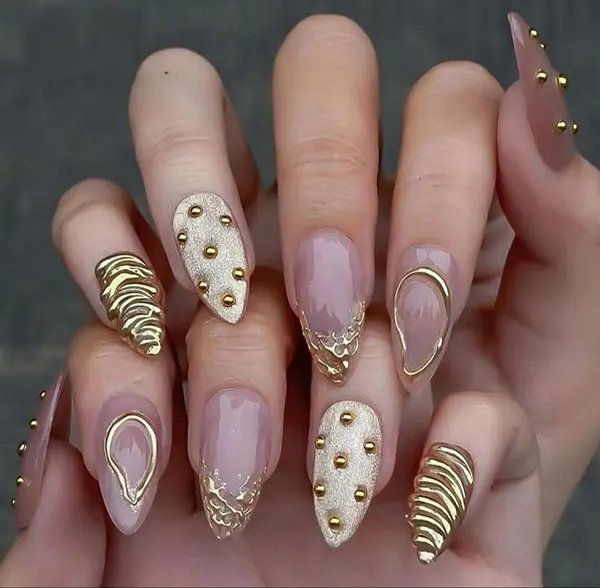 Short almond nail style 26