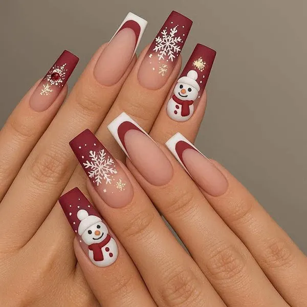 34 ایده طرح برف روی ناخن؛ دیزاین یخی و دلبر برای روزای سرد 💅❄️ 16 Snow design on nails 13