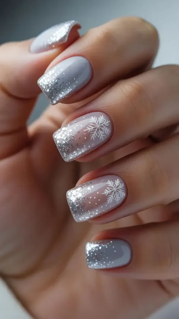 34 ایده طرح برف روی ناخن؛ دیزاین یخی و دلبر برای روزای سرد 💅❄️ 22 Snow design on nails 19