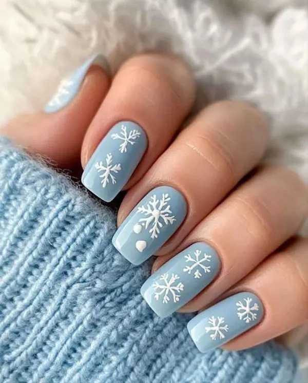 34 ایده طرح برف روی ناخن؛ دیزاین یخی و دلبر برای روزای سرد 💅❄️ 30 Snow design on nails 25