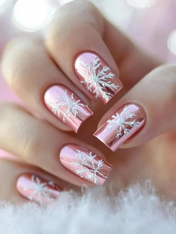 34 ایده طرح برف روی ناخن؛ دیزاین یخی و دلبر برای روزای سرد 💅❄️ 31 Snow design on nails 28