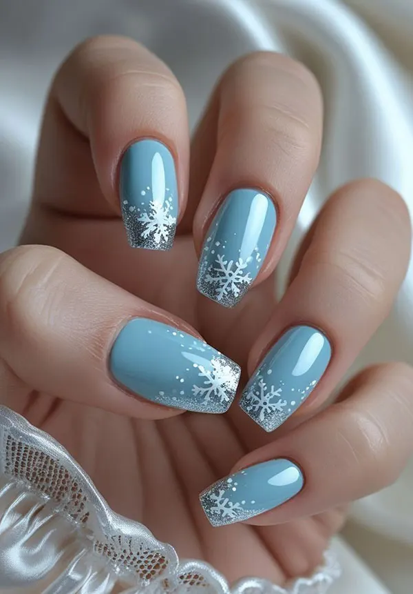 34 ایده طرح برف روی ناخن؛ دیزاین یخی و دلبر برای روزای سرد 💅❄️ 33 Snow design on nails 29