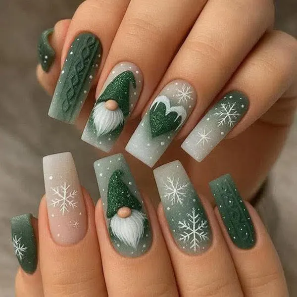 34 ایده طرح برف روی ناخن؛ دیزاین یخی و دلبر برای روزای سرد 💅❄️ 11 Snow design on nails 8