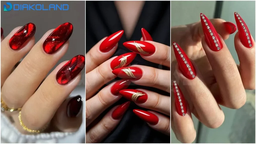 کاشت ناخن جدید دخترونه 2026 | ترندهایی که دستهات رو لاکچریتر از همیشه نشون میدن💅 1 کاشت ناخن قرمز شیک