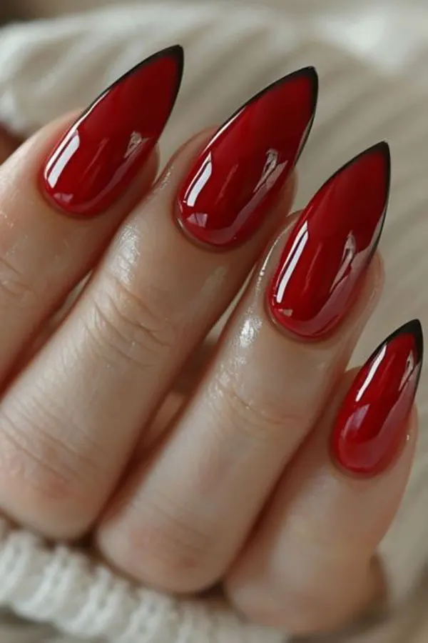 35 ایده کاشت ناخن قرمز شیک؛ مخصوص مهمونیها و شبای خاص ❤️ 26 Stylish red nail implant 25