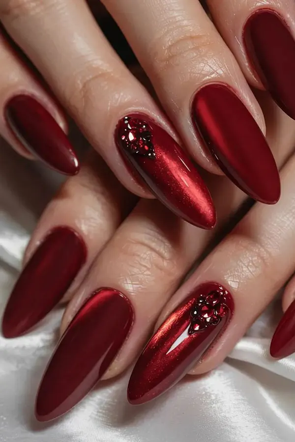 35 ایده کاشت ناخن قرمز شیک؛ مخصوص مهمونیها و شبای خاص ❤️ 4 Stylish red nail implant 3