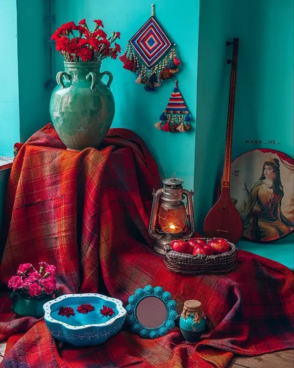 34 ایده چیدمان شب یلدا سنتی؛ سادگی اصیل با حالوهوای مادربزرگا ❤️ 34 Traditional Yalda Arrangement 32