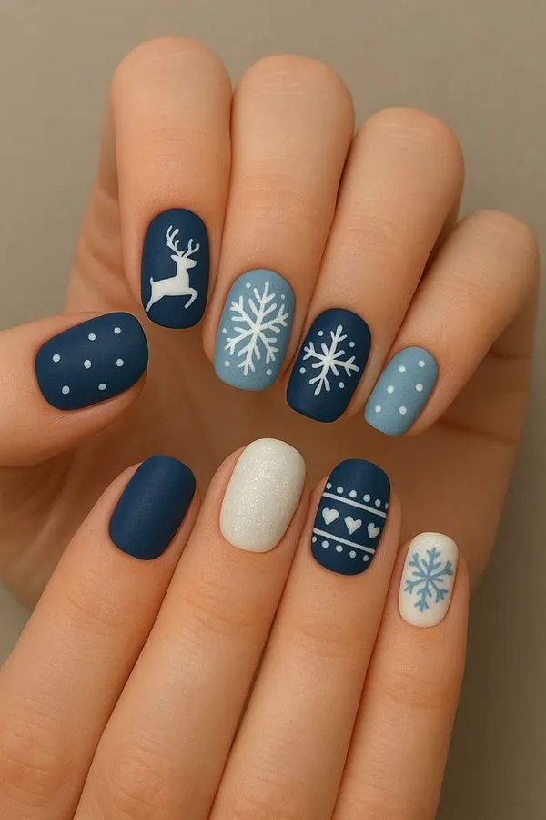 33 طرح ناخن زمستانی دخترانه؛ مدلهای شیک با وایب سرد و برفی! 22 Winter nail design 15
