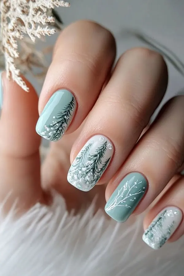 33 طرح ناخن زمستانی دخترانه؛ مدلهای شیک با وایب سرد و برفی! 27 Winter nail design 19