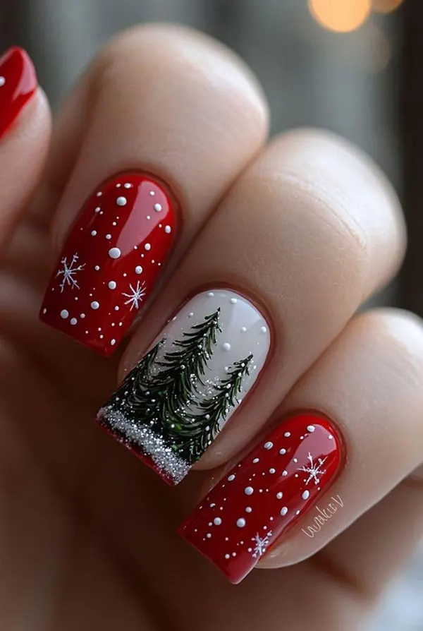 33 طرح ناخن زمستانی دخترانه؛ مدلهای شیک با وایب سرد و برفی! 11 Winter nail design 7