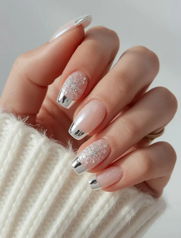 33 طرح ناخن زمستانی دخترانه؛ مدلهای شیک با وایب سرد و برفی! 10 Winter nail design 8