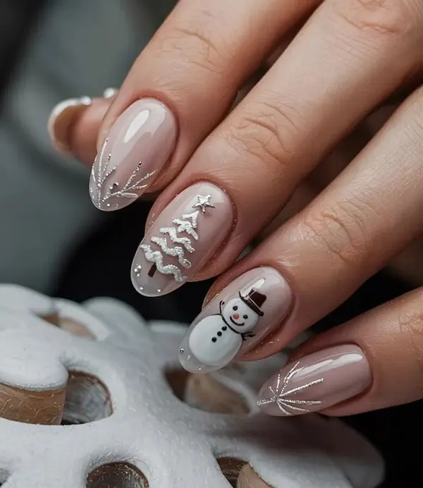 33 طرح ناخن زمستانی دخترانه؛ مدلهای شیک با وایب سرد و برفی! 15 Winter nail design 9