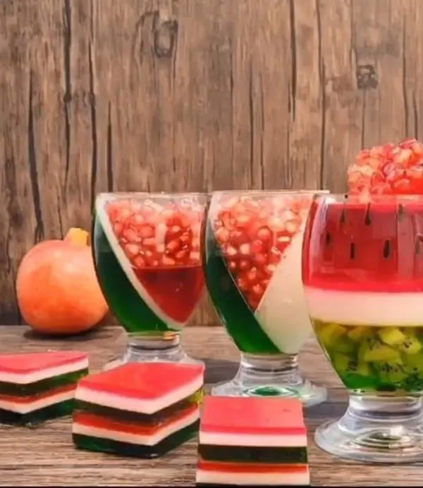 33 مدل ژله شب یلدا لیوانی؛ دسر قرمزِ خوشگل و فوری 🍉 29 Yalda Night Jelly in a glass 29