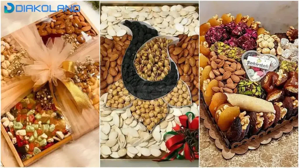 35 ایده دکور شب یلدا برای عکاسی | یه قاب گرم و وایبدار برای عکسای خاطرهساز! 3 دیزاین آجیل شب یلدا