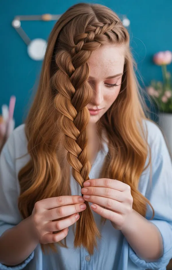 Simple and stylish girls hair weave at home 16