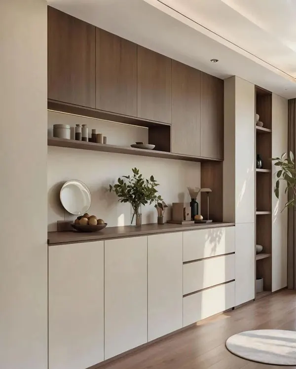 33 ایده کابینت بژ و چوب | چوب غالب یا بژ غالب؟ کدوم ترکیب برای خونت بهتره؟ 19 Beige and wood cabinets 13