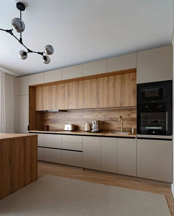 33 ایده کابینت بژ و چوب | چوب غالب یا بژ غالب؟ کدوم ترکیب برای خونت بهتره؟ 17 Beige and wood cabinets 14