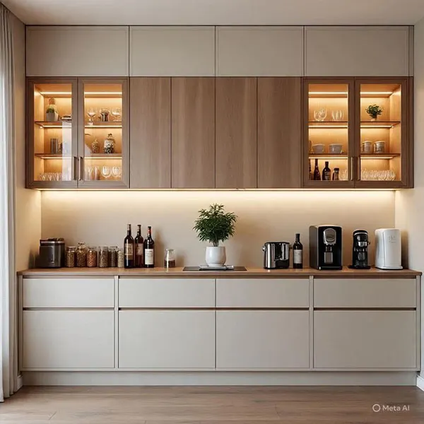 33 ایده کابینت بژ و چوب | چوب غالب یا بژ غالب؟ کدوم ترکیب برای خونت بهتره؟ 34 Beige and wood cabinets 27