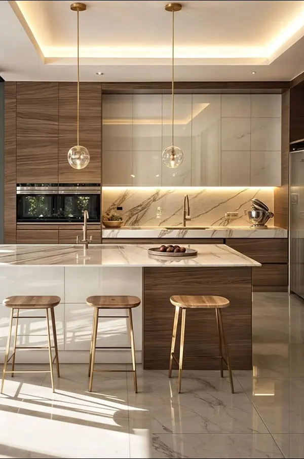 33 ایده کابینت بژ و چوب | چوب غالب یا بژ غالب؟ کدوم ترکیب برای خونت بهتره؟ 4 Beige and wood cabinets 3