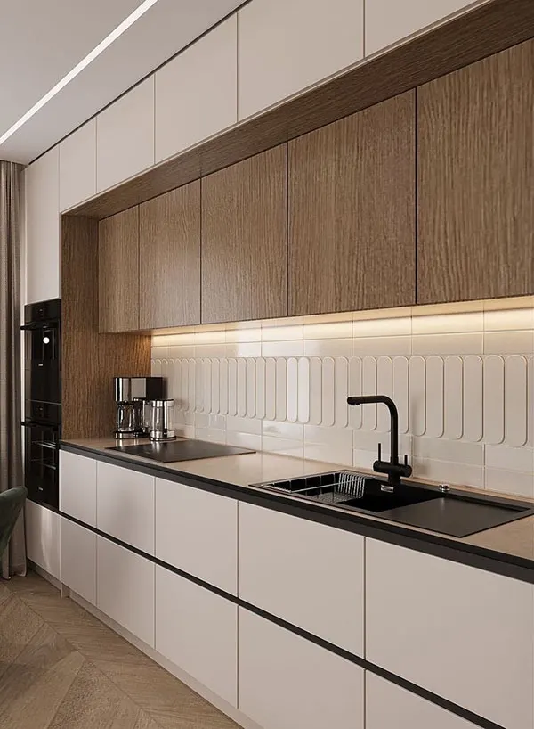 33 ایده کابینت بژ و چوب | چوب غالب یا بژ غالب؟ کدوم ترکیب برای خونت بهتره؟ 9 Beige and wood cabinets 30