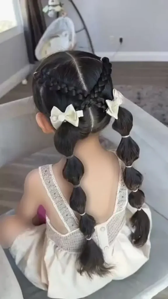 33 مدل مو بچه گانه برای مهمانی؛ از بافت ظریف تا دماسبی حبابی! 28 Childrens hairstyles for parties 20