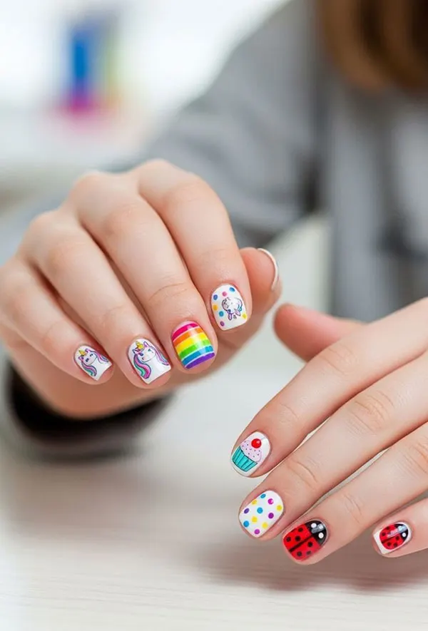 32 مدل ناخن بچه گانه فانتزی | طرحهایی که بچهها واقعاً دوست دارن! 13 Childrens nail model 11