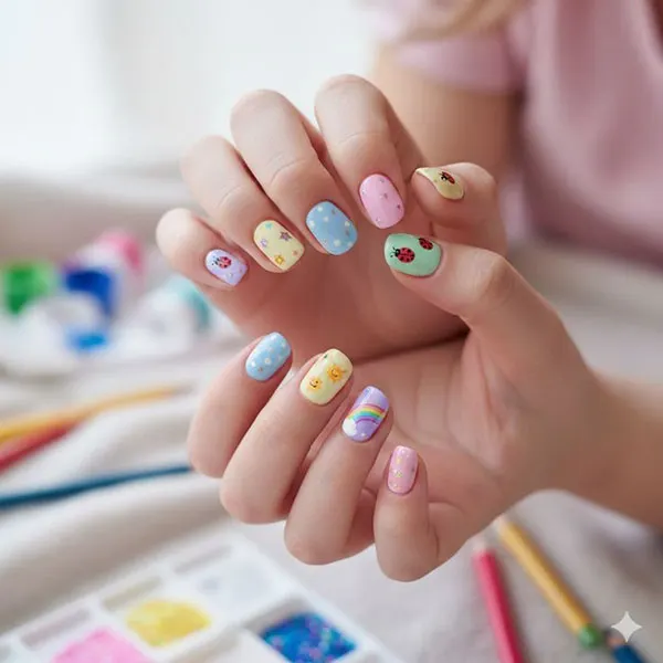 32 مدل ناخن بچه گانه فانتزی | طرحهایی که بچهها واقعاً دوست دارن! 10 Childrens nail model 6