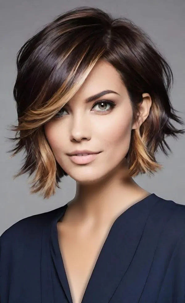 30 مدل رنگ مو هایلایت تیره و روشن موی کوتاه | این رنگ مو چرا هنوز از مد نیفتاده؟! 28 Dark and light highlight hair color for short hair 27