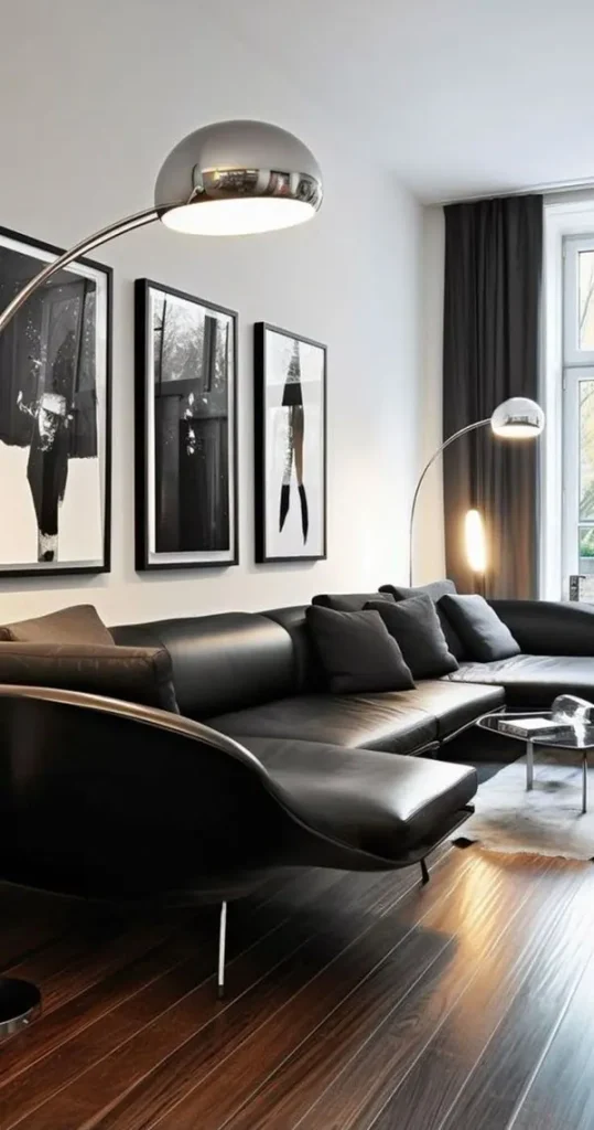 33 ایده دکوراسیون منزل با مبل مشکی | مبل مشکی بخریم یا نه؟ تجربهای بیپرده! 27 Home decoration with black sofa 23