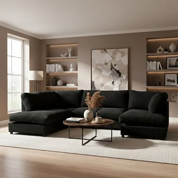 33 ایده دکوراسیون منزل با مبل مشکی | مبل مشکی بخریم یا نه؟ تجربهای بیپرده! 6 Home decoration with black sofa 3