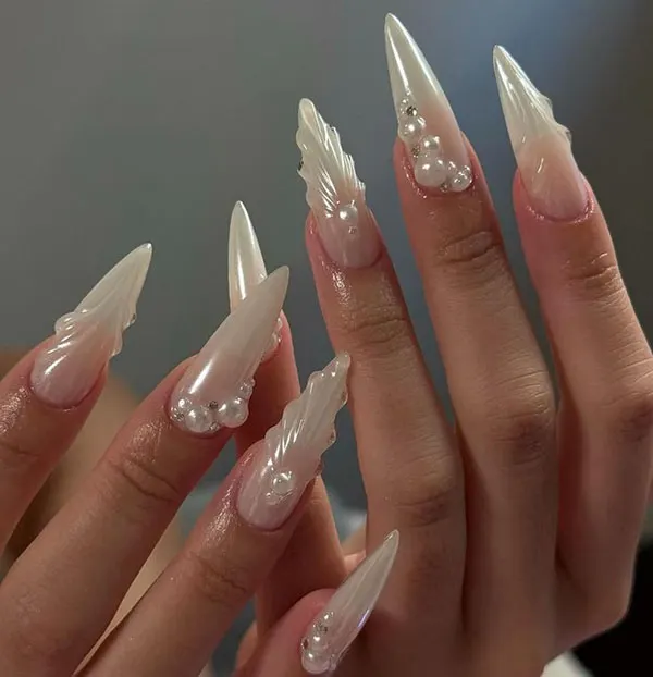 35 مدل ناخن آیس سفید | سرد و شیک، بدون ذرهای شلوغبازی! 10 Ice white nails 6